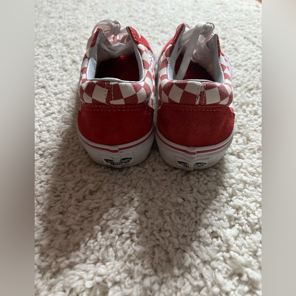 Unisex Old Skool Low Top Red Checkered Vans - Picture 3 of 8